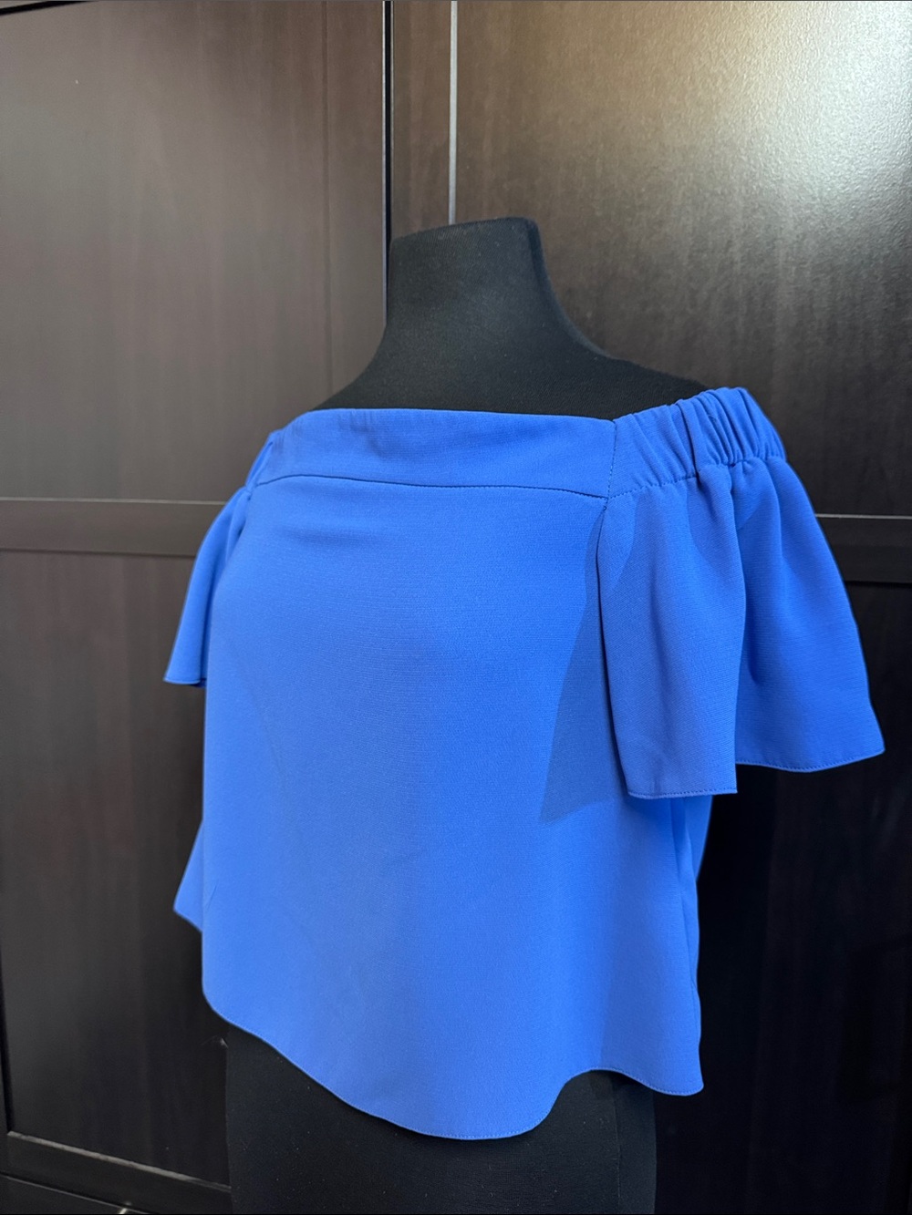 Topshop Bright Blue Off-Shoulder Crop Top